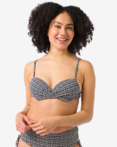 damesbikinitop beugel cup A-E zwart/wit - 22352250BLACKWHITE - HEMA