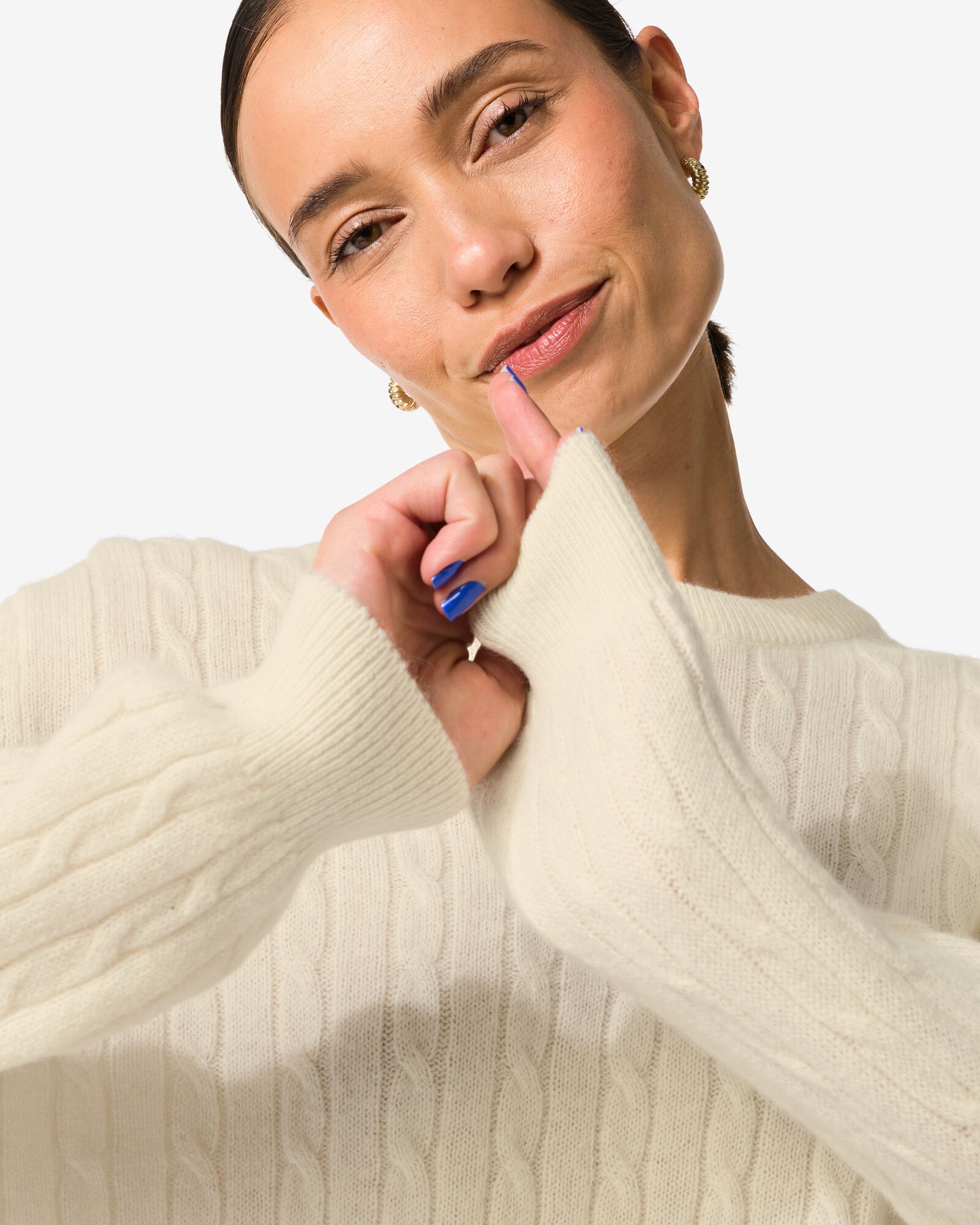 dames kabeltrui Fiep gebroken wit gebroken wit - 36205160OFFWHITE - HEMA