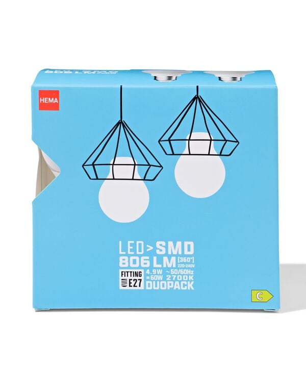 led peer smd E27 8.6W 806lm - 2 stuks - 20000071 - HEMA