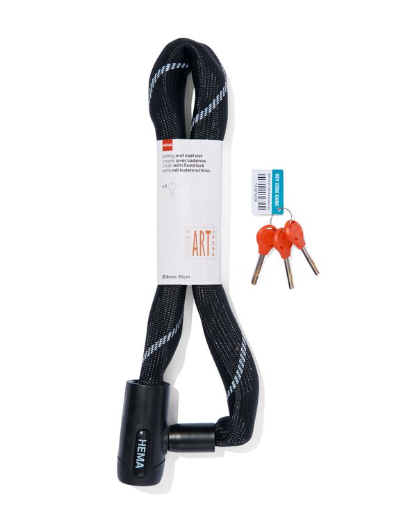 cha&icirc;ne antivol avec serrure antivol fixe 90cm &Oslash;85mm noir ART2 - 41151002 - HEMA