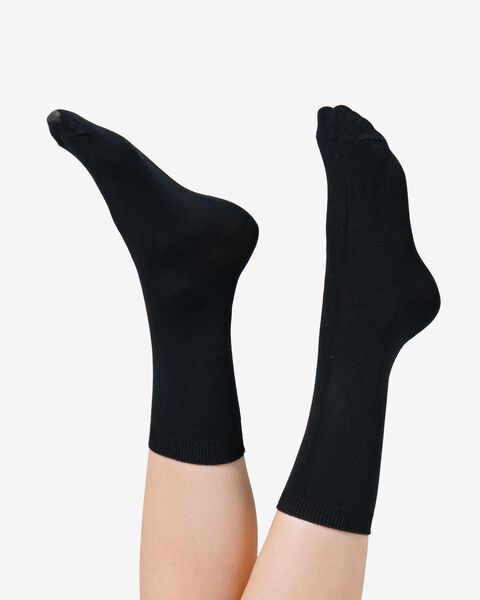 2 paires de chaussettes femme avec modal noir noir - 1000028902 - HEMA