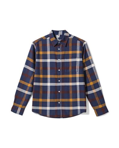 chemise homme Maurice flanelle carreaux bleu foncé bleu foncé - 2170820DARKBLUE - HEMA