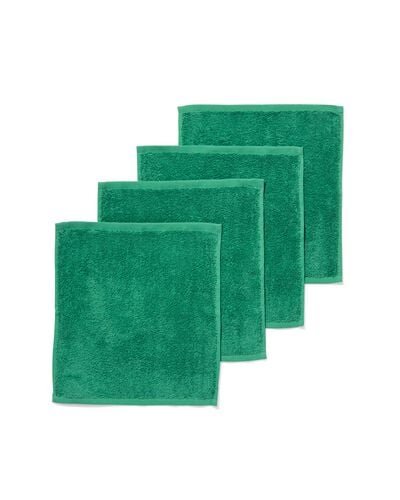 Gesichtst&uuml;cher schwere Qualit&auml;t, Mittelgr&uuml;n &ndash; 4 St&uuml;ck mittelgr&uuml;n gesichtst&uuml;chers 30 x 30 - 5282881 - HEMA
