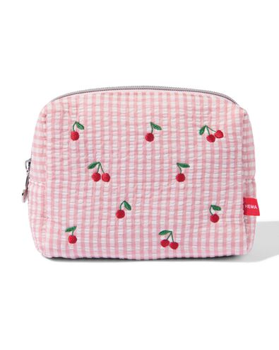 etui 18.5x6.6x13cm seersucker ruiten kersen - 61104551 - HEMA