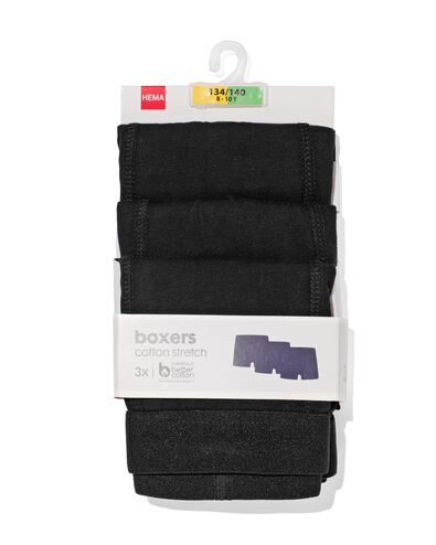 3 boxers basic enfant coton stretch noir noir - 19293189BLACK - HEMA