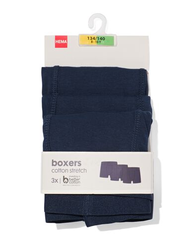 3 boxers basic enfant coton stretch bleu bleu - 19200189BLUE - HEMA