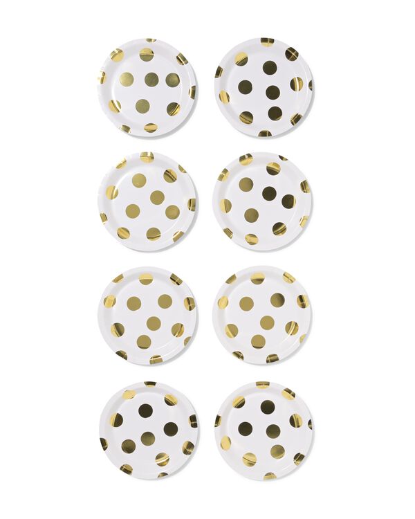 assiettes &agrave; g&acirc;teau ⌀17,5cm papier pois dor&eacute;s - 8 pi&egrave;ces - 14250304 - HEMA