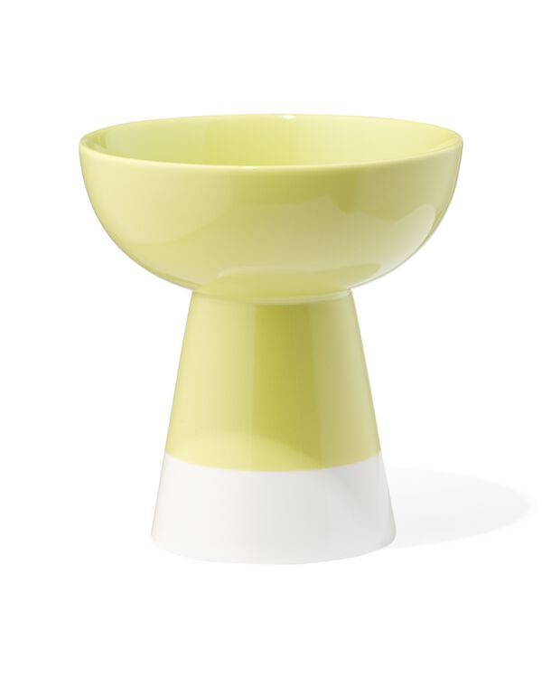 bol sur pied &Oslash;11x12cm service &agrave; combiner new bone blanc avec vert clair - 9650109 - HEMA