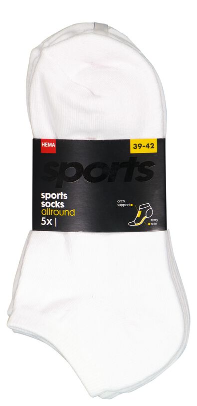 5 paires de socquettes homme sport blanc 43/46 - 4120077 - HEMA