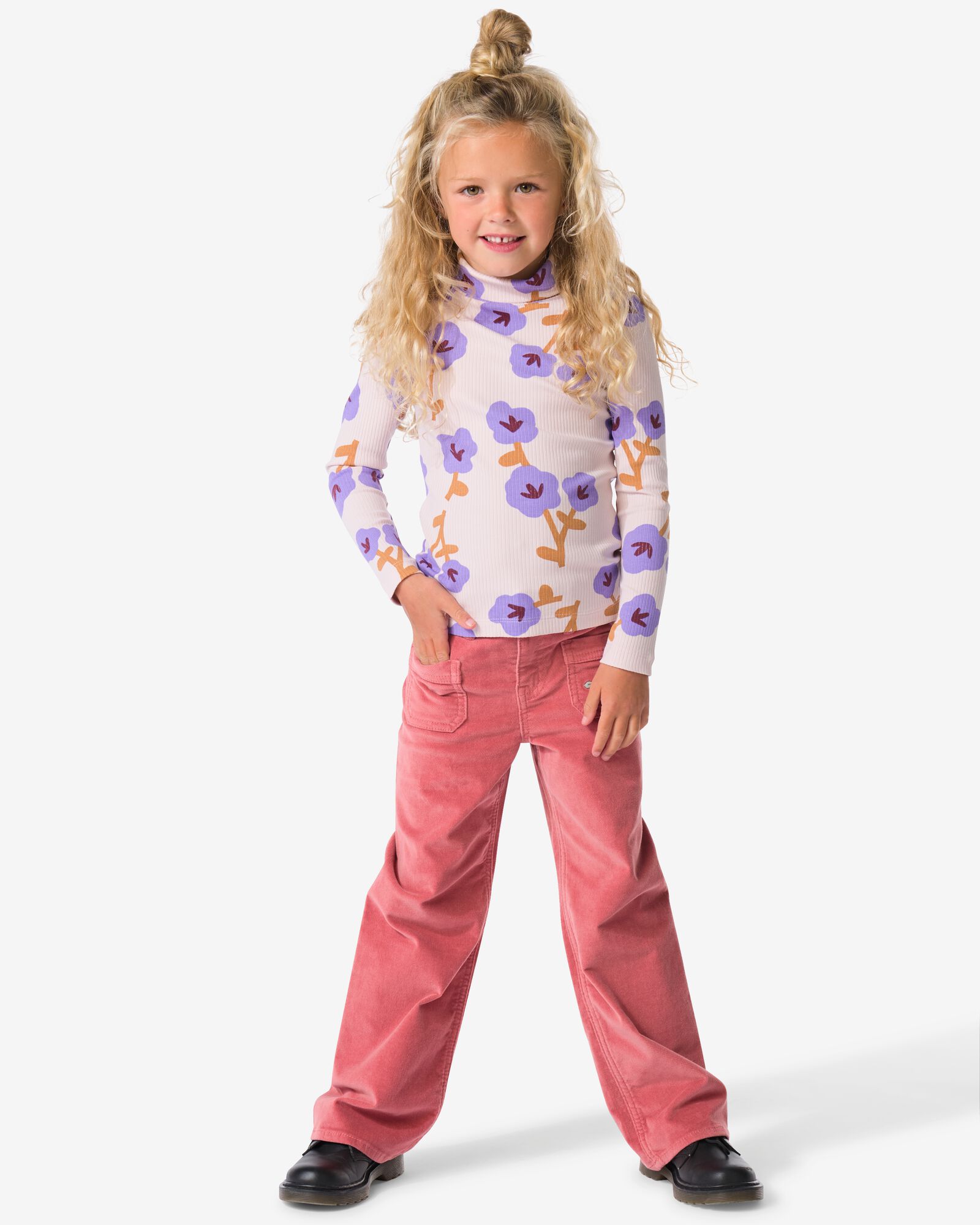 kinderbroek velvet  roze roze - 30833900PINK - HEMA
