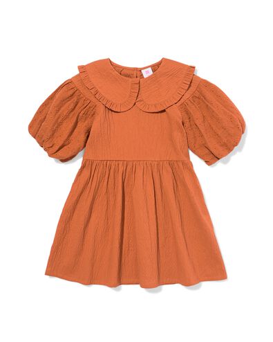 kinderjurk A-lijn geborduurd bruin bruin - 30847300BROWN - HEMA