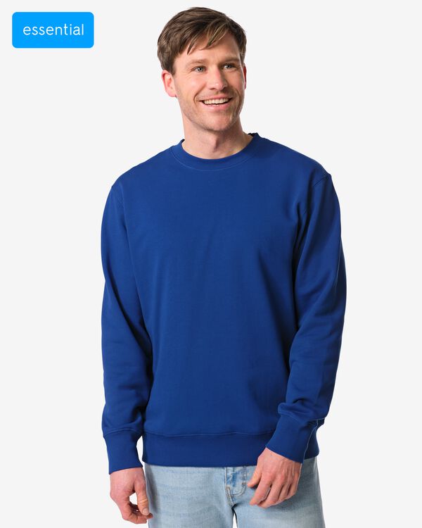 Herrenpullover Daryl Regular Fit Sweatstoff knallblau knallblau - 2148110BRIGHTBLUE - HEMA
