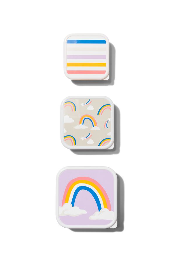 3 bo&icirc;tes de rangement snack arcs-en-ciel - 80650097 - HEMA