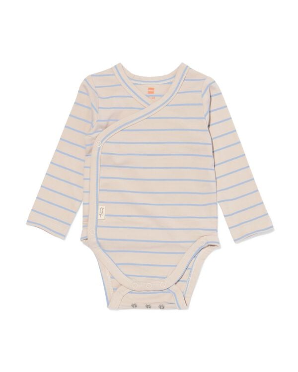 newborn meegroei overslag body strepen ecru ecru - 33439720ECRU - HEMA