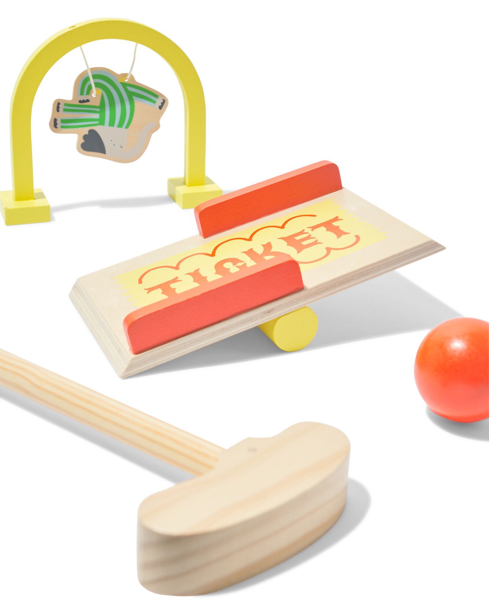 Minigolf-Set aus Holz, Zirkusthema - 15800092 - HEMA