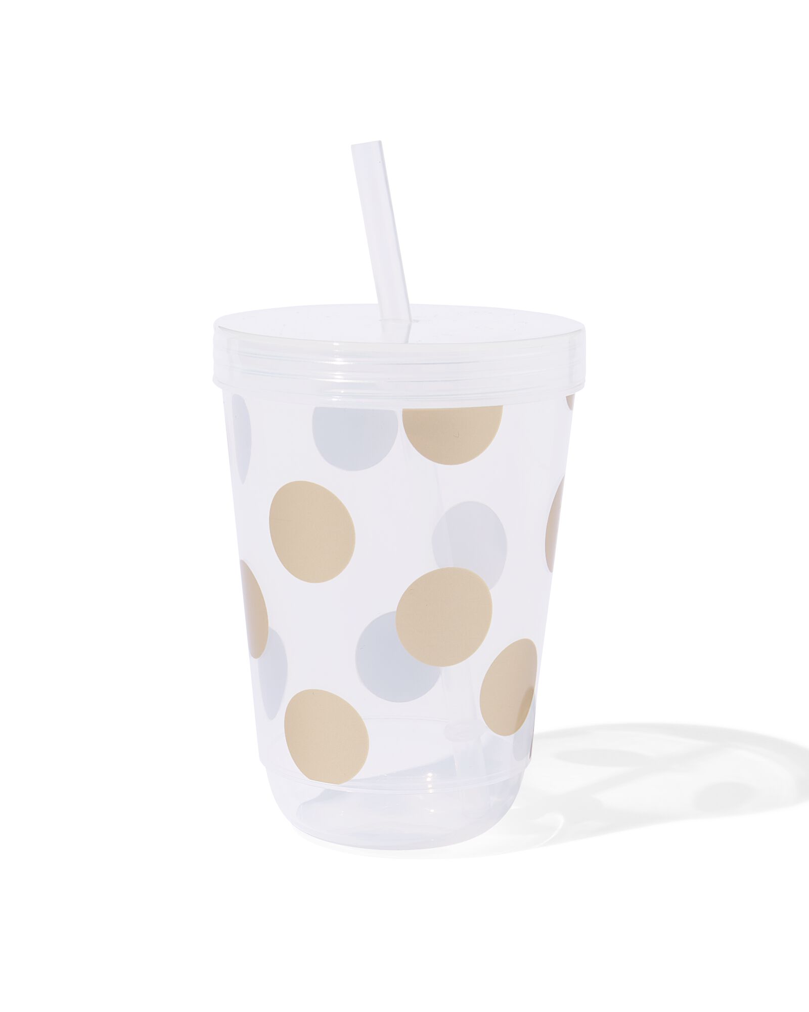 drinkbeker met rietje gouden stip - 14250274 - HEMA