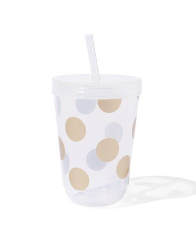 drinkbeker met rietje gouden stip - 14250274 - HEMA