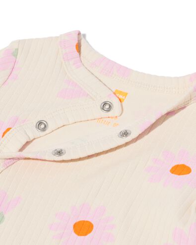 Gerippter mitwachsender Newborn-Strampler aus Ripp-Bambus mit Stretchanteil, Blumen ecru - 33412820ECRU - HEMA