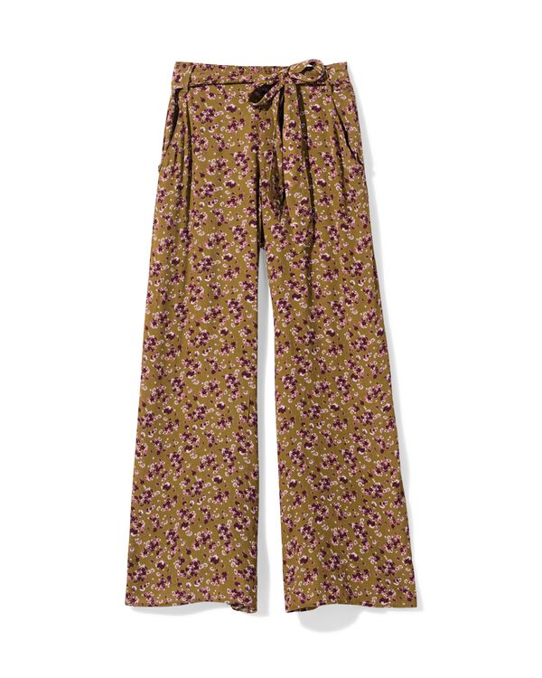 damesbroek Remmy wide fit bloemen groen - 36207830GREEN - HEMA