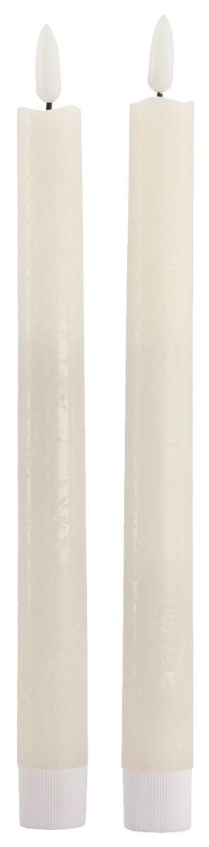 2er-Pack Wachs-LED-Haushaltskerzen, Ø 2 x 25 cm, weiß - 25550032 - HEMA