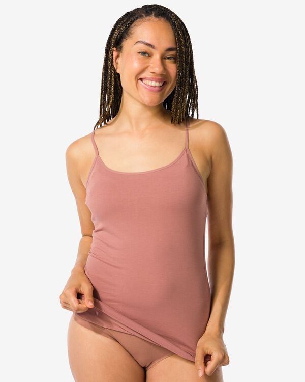 d&eacute;bardeur femme en coton &agrave; bretelles spaghetti marron clair marron clair - 19690554LIGHTBROWN - HEMA