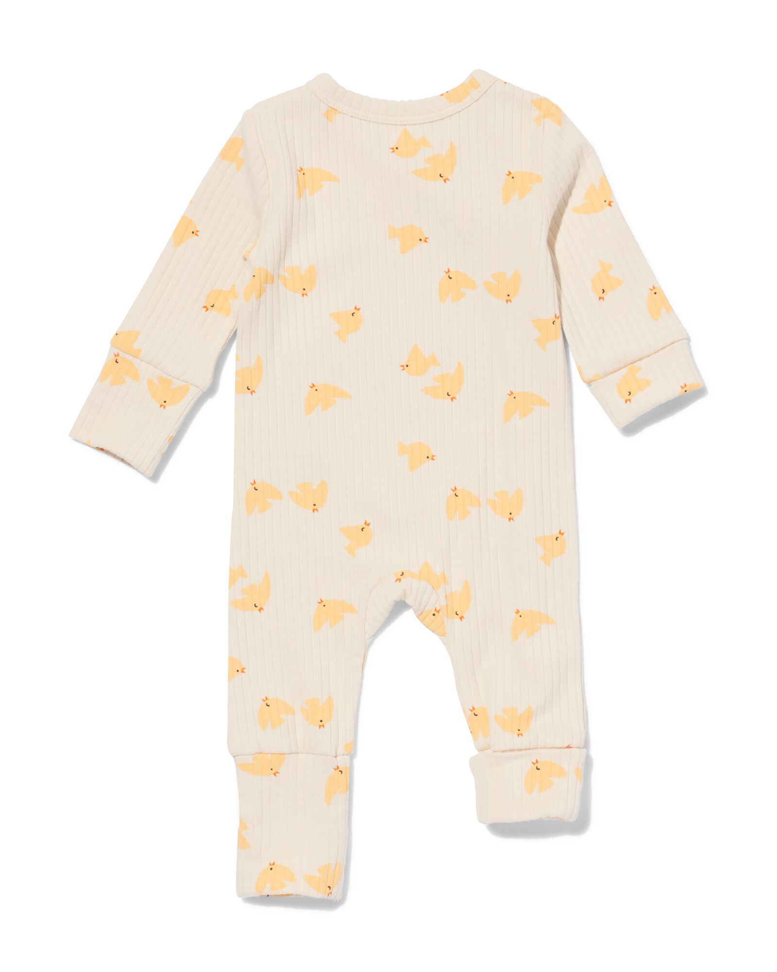 Gerippter mitwachsender Newborn-Strampler aus Bambus mit Stretchanteil und Vögeln ecru - 33412720ECRU - HEMA
