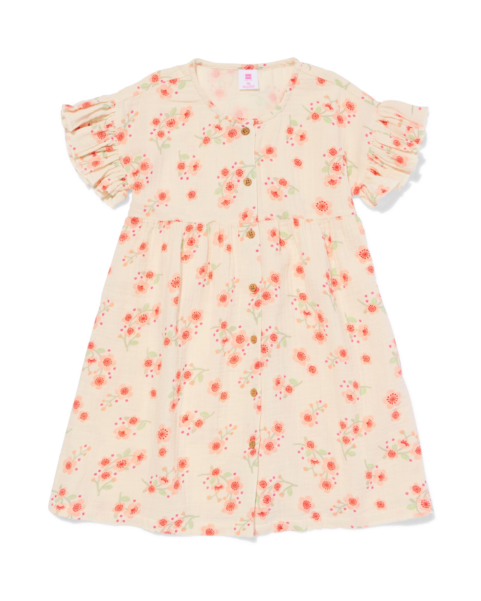 kinderjurk mousseline bloemen ecru - 30864909ECRU - HEMA