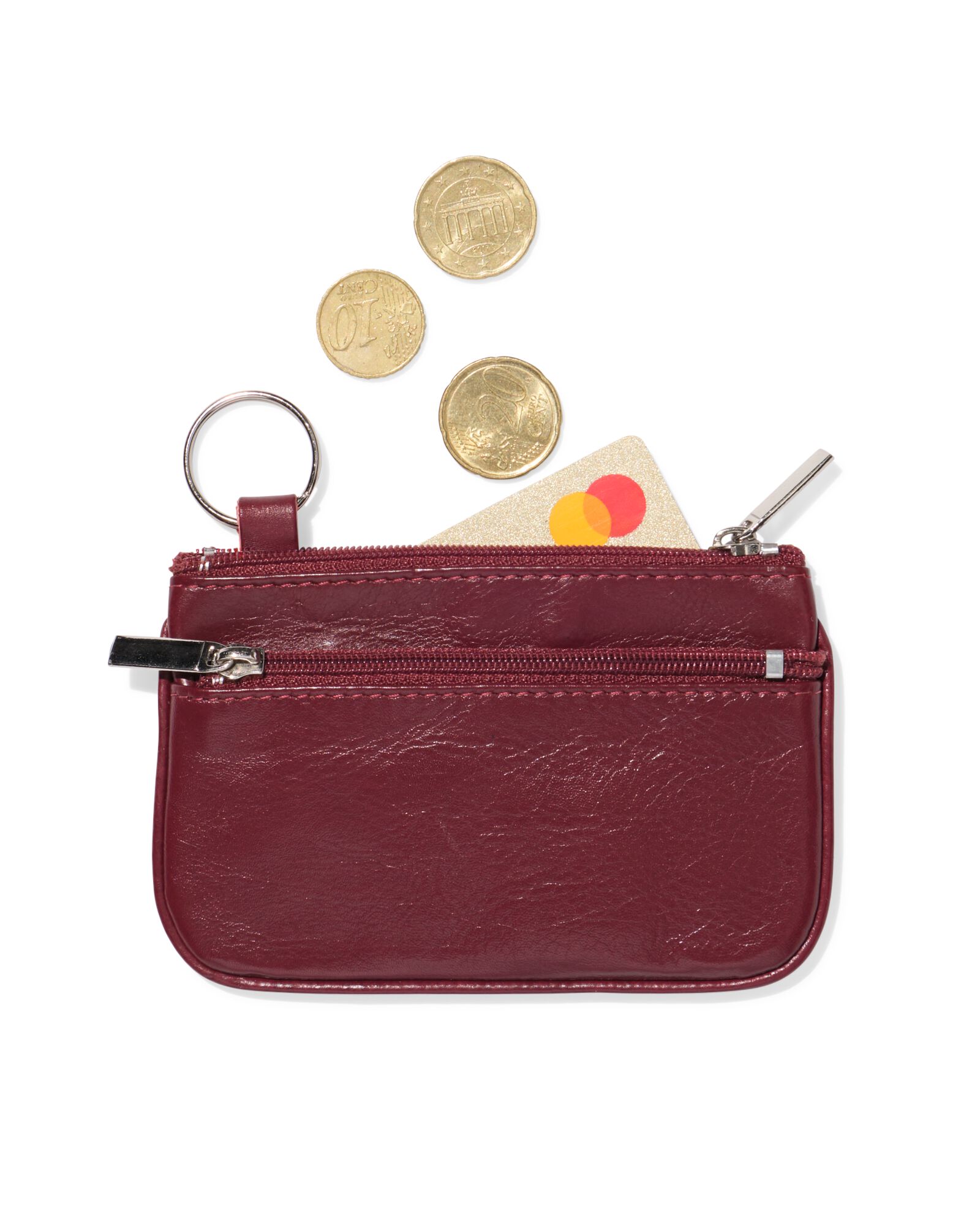 sleutetui leer donkerrood - 18150053 - HEMA