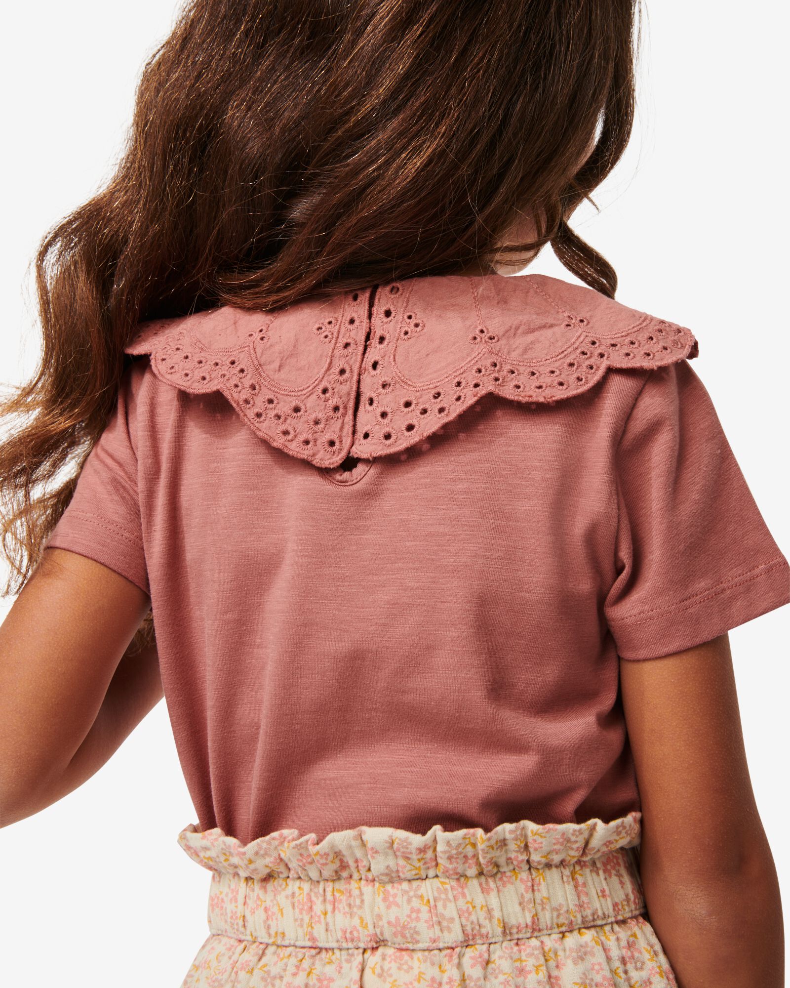 t-shirt enfant avec col en broderie roze - 1000030009 - HEMA