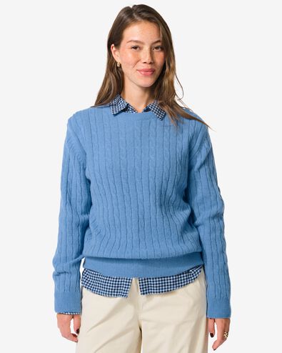 pull femme en maille torsadée fiep bleu clair bleu clair - 36205080LIGHTBLUE - HEMA