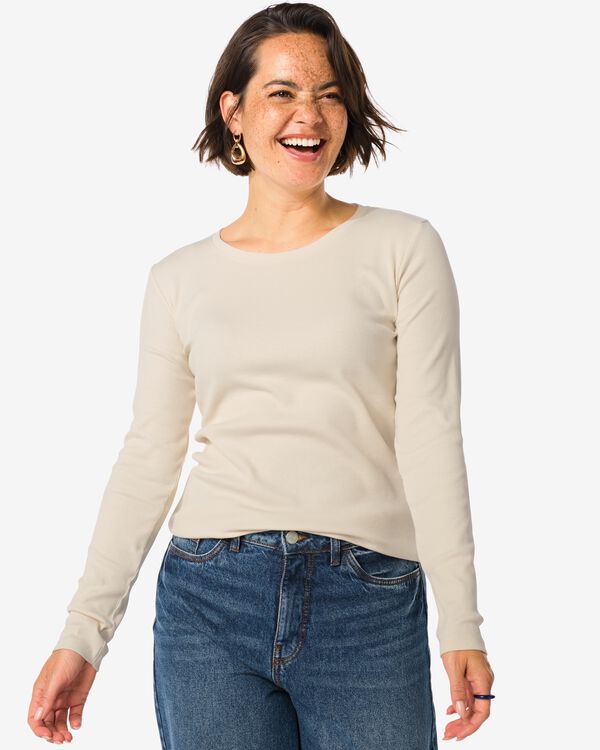 Damentop Clara gerippt eierschalenfarben eierschalenfarben - 36364770OFFWHITE - HEMA