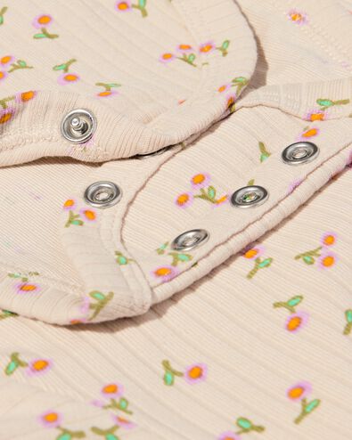 newborn meegroei overslag body rib bloemen ecru ecru - 33437820ECRU - HEMA
