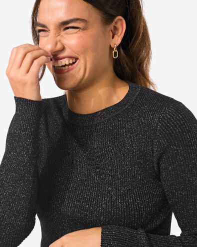 damestrui Louisa met ribbels en glitters zwart zwart - 36246340BLACK - HEMA