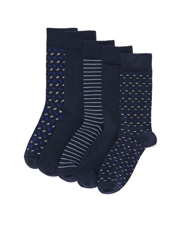 5er-Pack Herren-Socken, mit Baumwollanteil, grafische Muster dunkelblau dunkelblau - 4152620DARKBLUE - HEMA