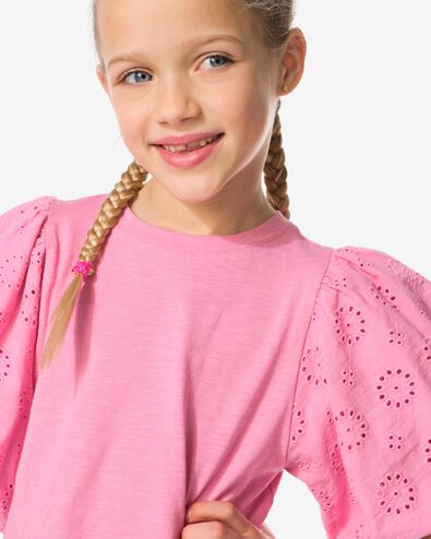 t-shirt enfant jersey brod&eacute; rose rose - 30826100PINK - HEMA