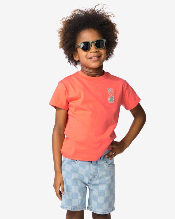 kinder T-shirt print - 2 stuks koraal koraal - 30717005CORAL - HEMA