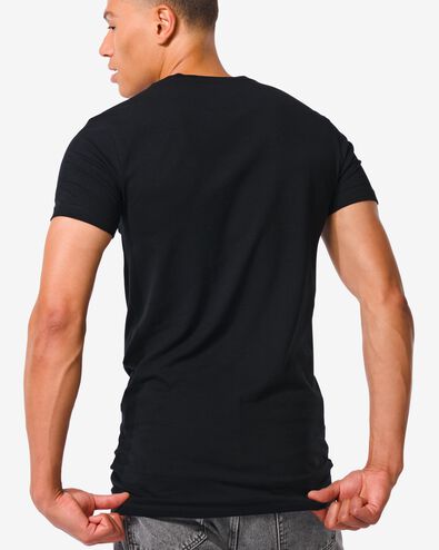 Herren-T-Shirt slim fit extra lang schwarz L - 34276855 - HEMA