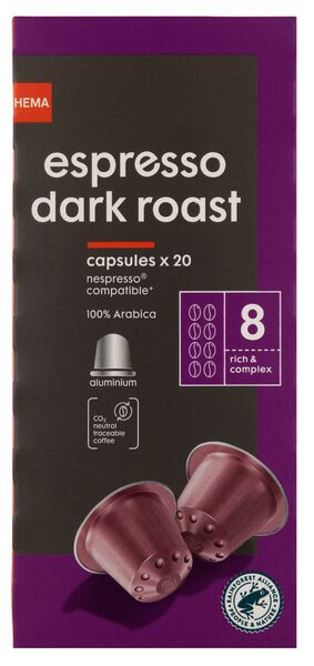 20 capsules de café espresso dark roast - 17180016 - HEMA