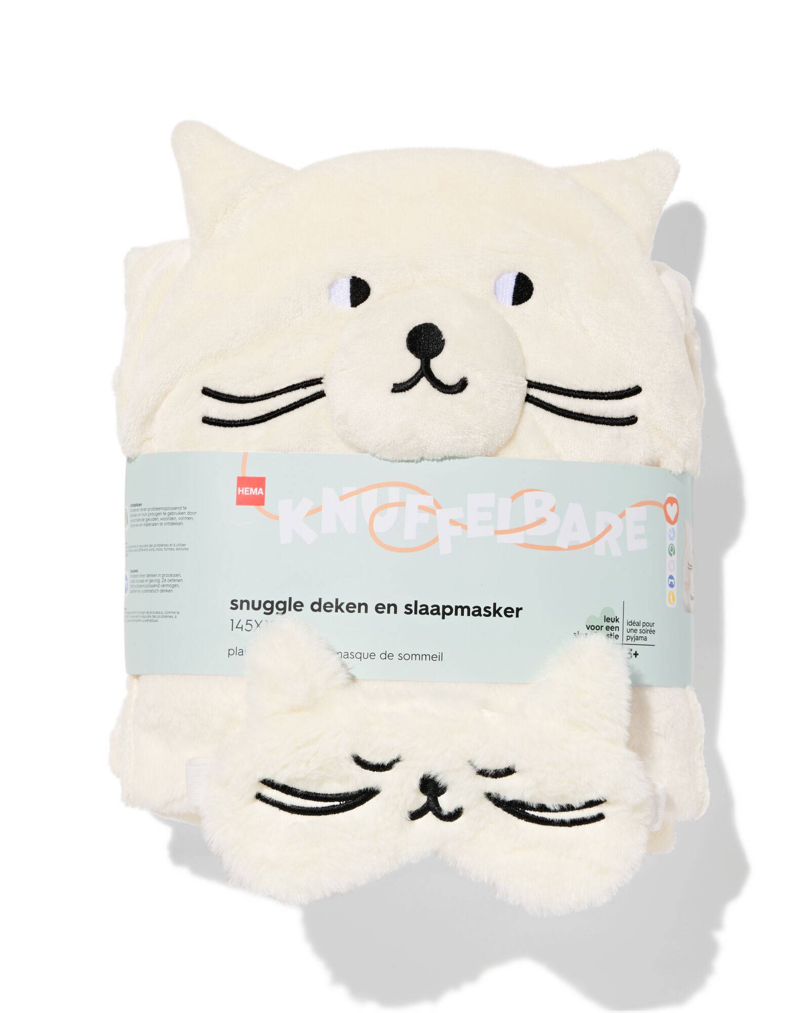 couverture douillette et masque de sommeil chat - 15100390 - HEMA