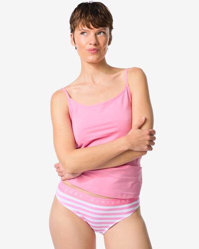 slip femme coton everyday bande ceintur&eacute;e rayures rose - 19601724PINK - HEMA