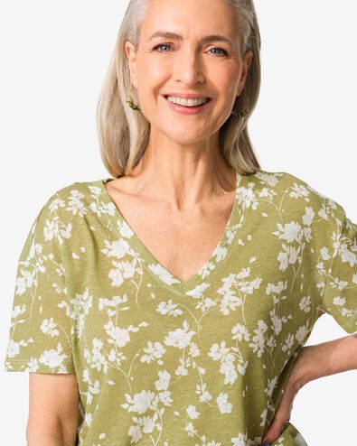 t-shirt femme Evie fleurs vert vert - 36211940GREEN - HEMA