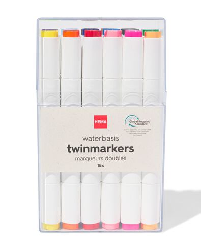 doubles marqueurs &agrave; base d'eau - 18 pi&egrave;ces - 60702809 - HEMA