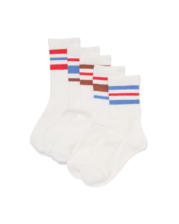kindersokken sportstrepen - 5 paar eierschalenfarben eierschalenfarben - 4320815OFFWHITE - HEMA