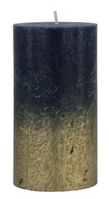 rustikale Kerze, Ø 7 x 13 cm, dunkelblau/golden - 13502887 - HEMA