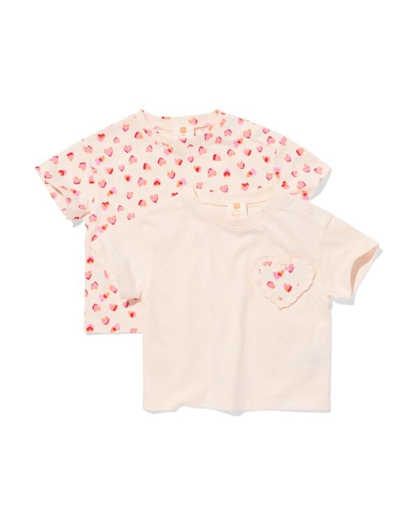 baby T-shirts jersey hartjes - 2 stuks ecru ecru - 33069370ECRU - HEMA