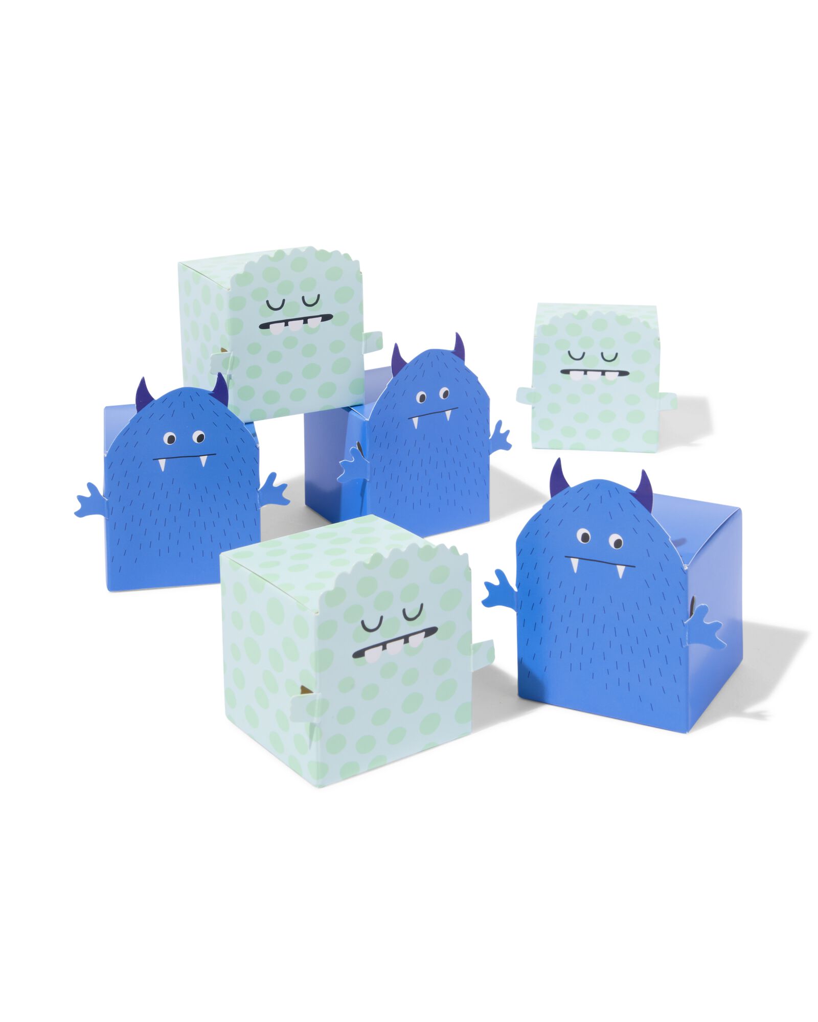 vouwbare cadeaudoosjes 5x5x5cm papier monster - 6 stuks - 14700694 - HEMA