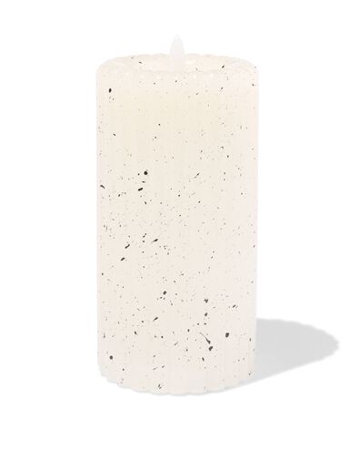 bougie pilier LED &Oslash; 7,5 x 15 cm nervures mouchetures ivoire - 13550167 - HEMA