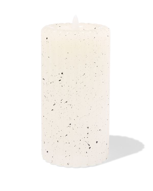 bougie pilier LED &Oslash; 7,5 x 15 cm nervures mouchetures ivoire - 13550167 - HEMA