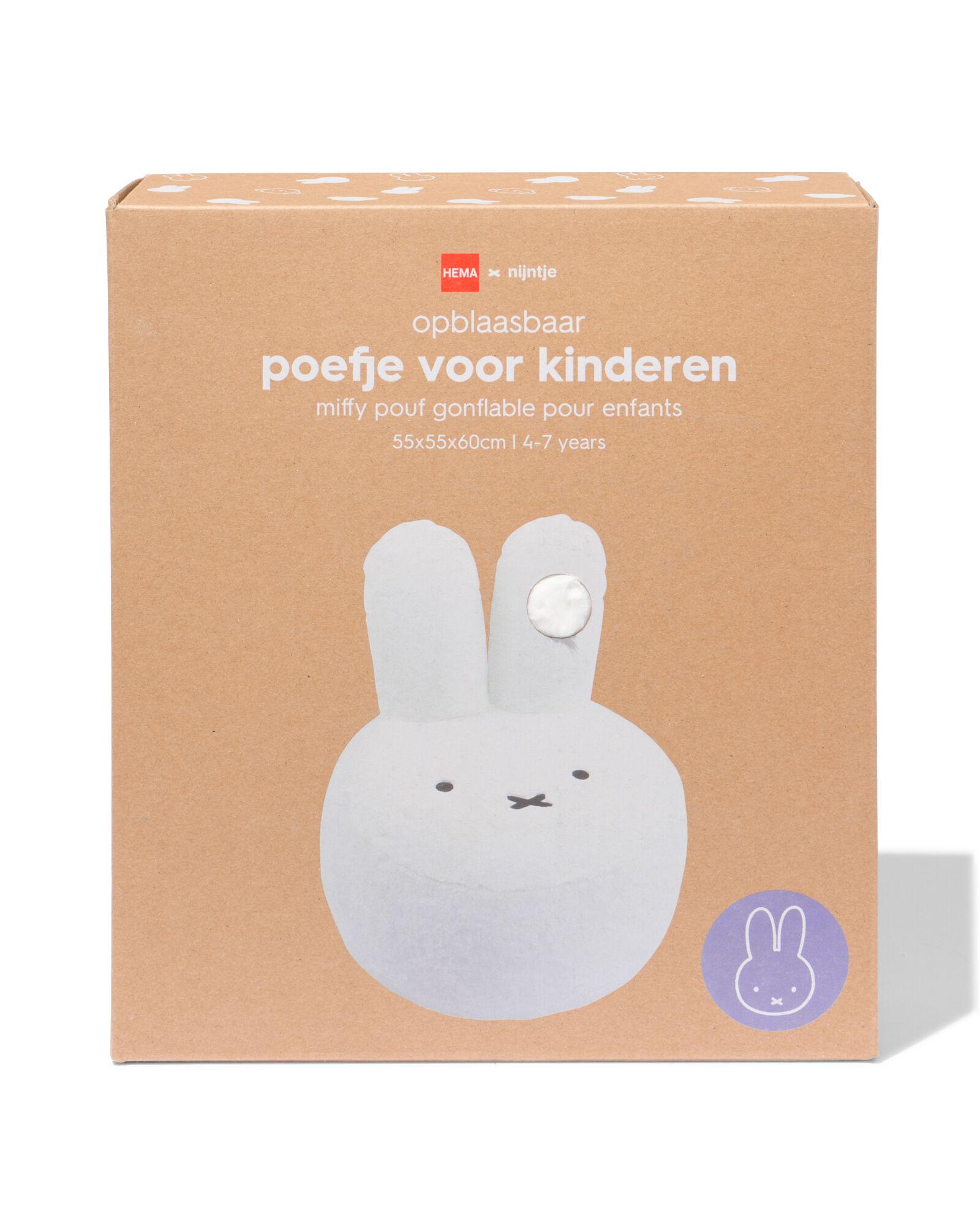 Miffy Kinderhocker, 56 &times; 56 &times; 60 cm, aufblasbar, mit Bezug - 60410237 - HEMA