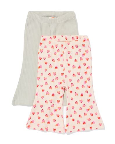 leggings b&eacute;b&eacute; &eacute;vas&eacute;s c&ocirc;tel&eacute;s &agrave; dentelle et c&oelig;urs - lot de 2 vert clair vert clair - 33067670LIGHTGREEN - HEMA